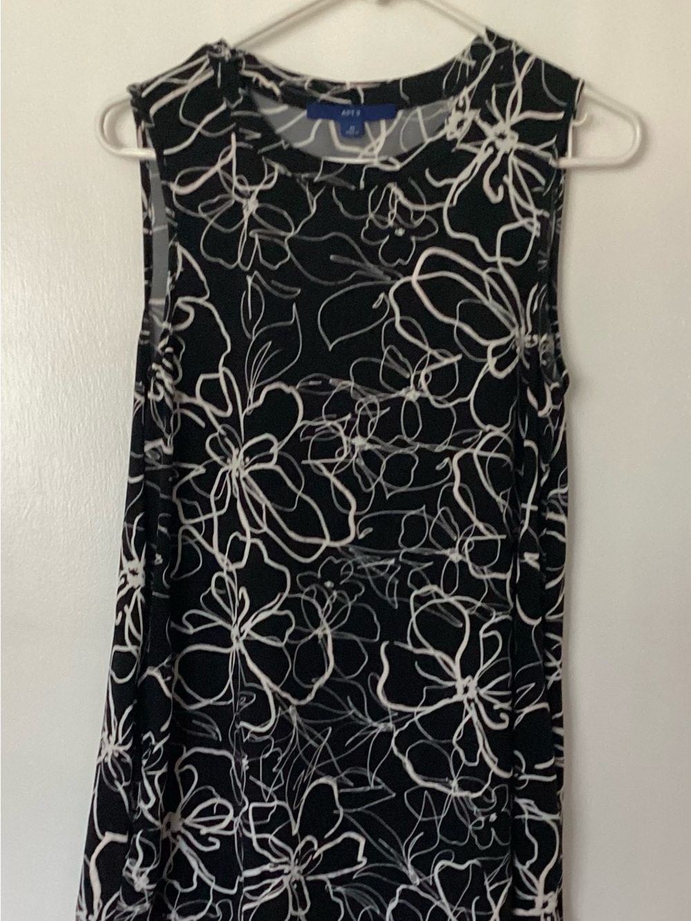Apt. 9 Black and White Floral Design Dress Sleeveless Size Med